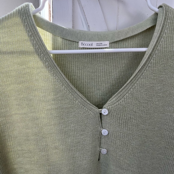 Light Sage Green Knit Top by BE COOL - Picture 4 of 5